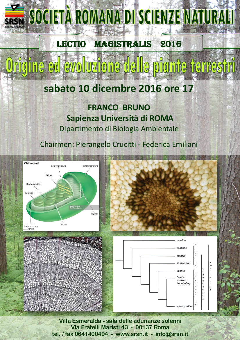 Origine ed evoluzione delle piante terrestri (10 dicembre 2016, SRSN, Roma)